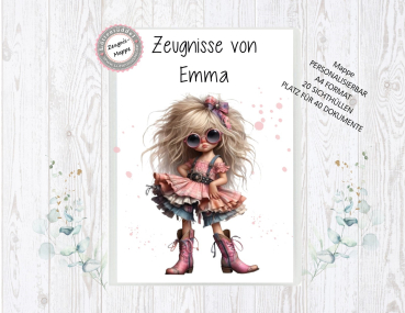 zauberhafte Zeugnismappe Sammelmappe Power Girl Name personalisiert  Einschulung Schulkind Zeugnisse Lüttentüddel®